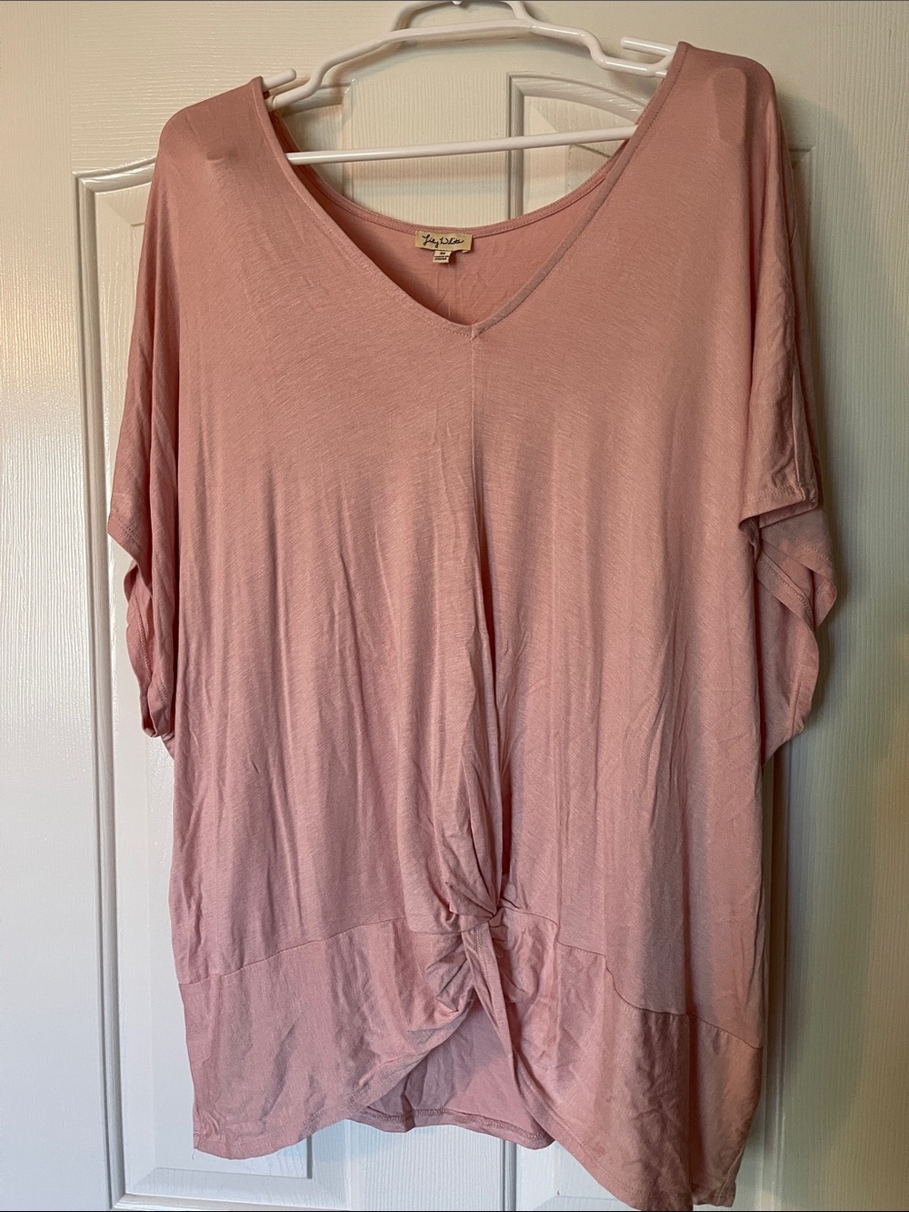 Lily White Dusty Pink V-Neck Knot Front Tunic